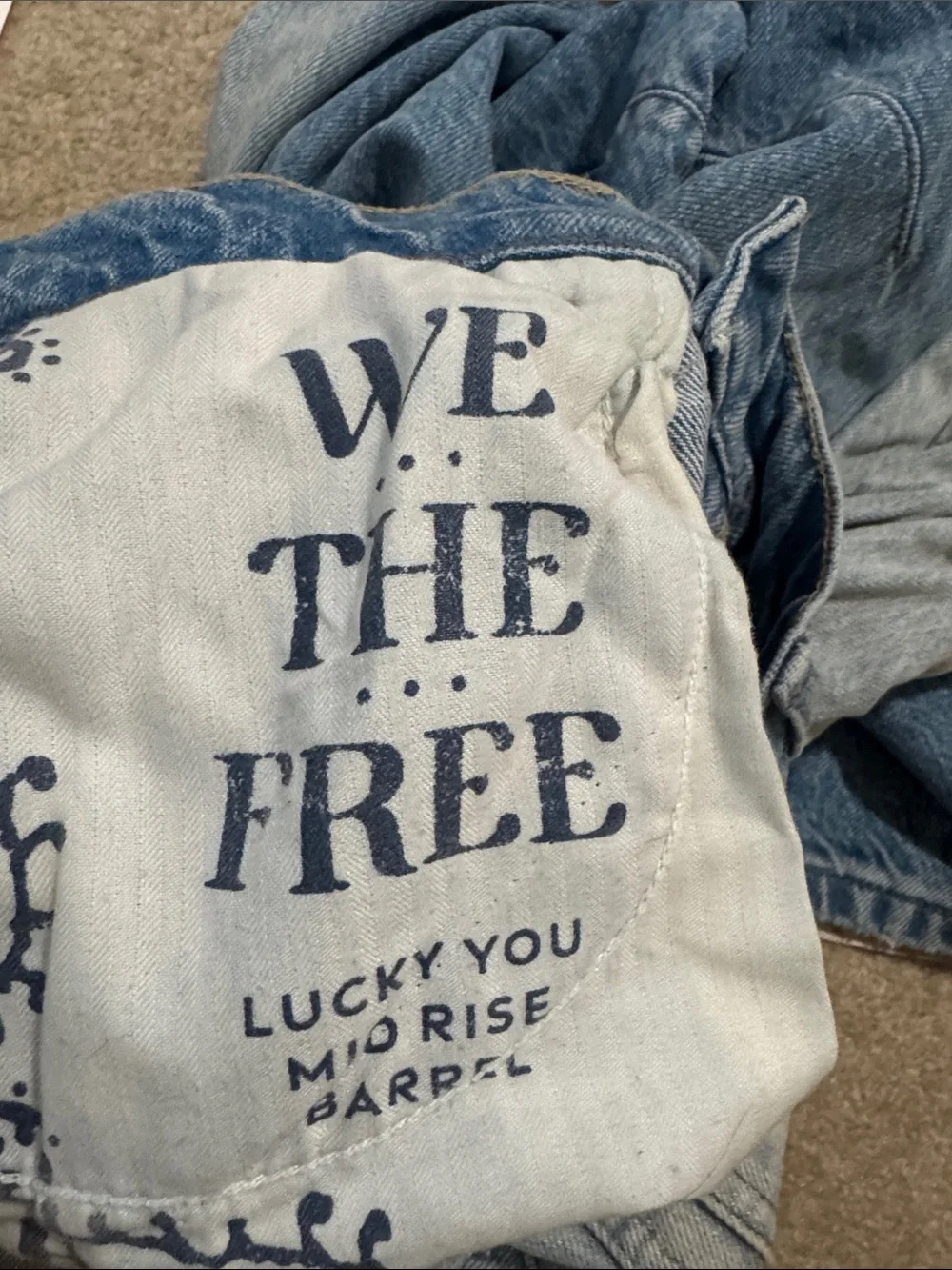 Free People We the Free Good Luck Mid Rise Barrel Jeans Light Wash Distressed-27